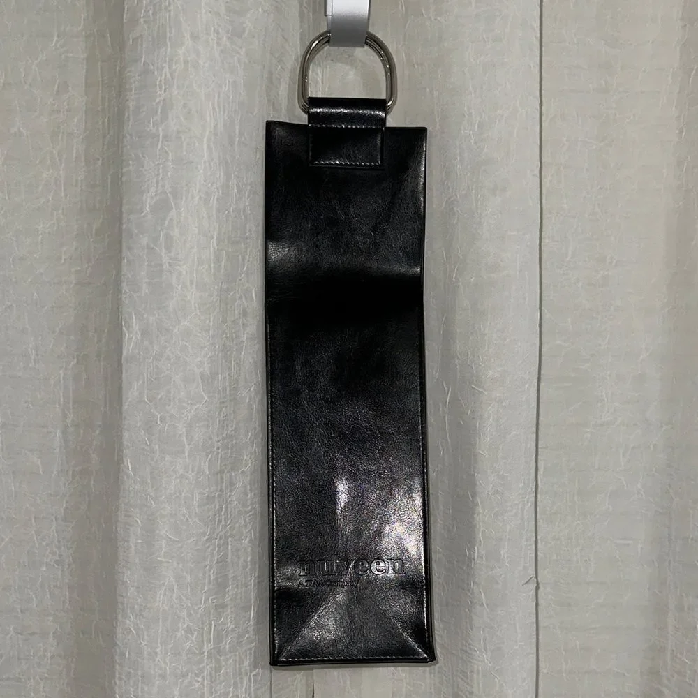 Spector & Co Faux Leather Doh Le D Ring Handle Black Bottle Carrying Case